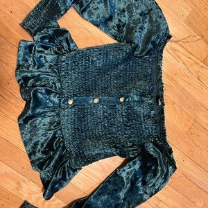 Fashion Nova Black Velvet Top with Button Accents